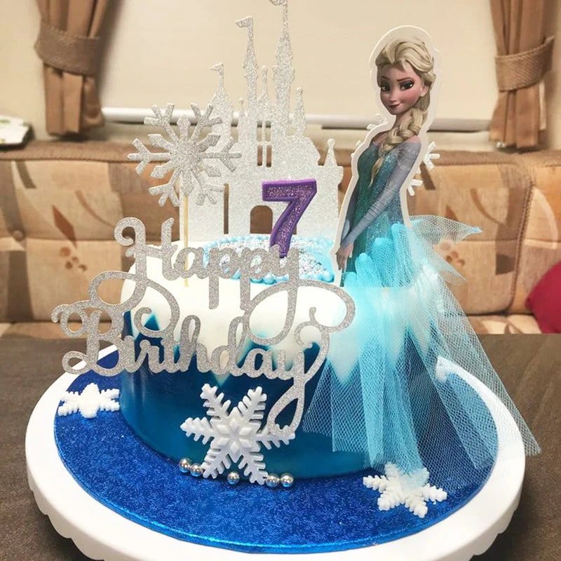 5/10pcs Disney Princess Cake Decoration Frozen Cake Cupcake Toppers Cake Flag Baby Shower Happy Birthday Supplies Party Decor