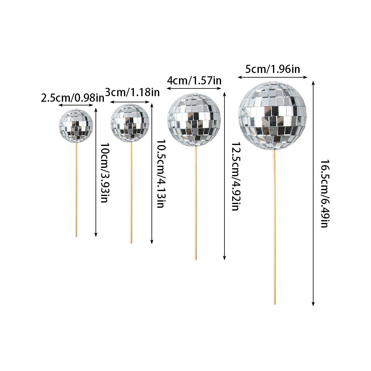 1set Mirror Disco Ball Cake Toppers Disco Ball Birthday Party cake Decorations 70s 80s Retro Disco Themed Dance Party Favors