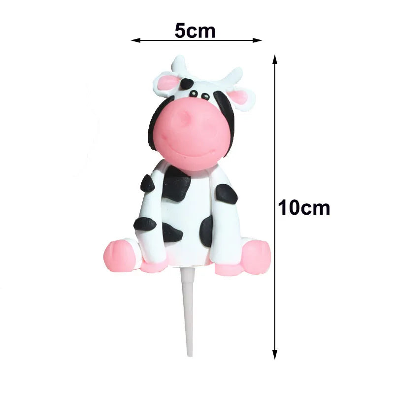 Farm Animal Cake Decoration Farm Theme Birthday Cake Topper Pig Chicken Tractor Cow Figure Cake Topper for Baby Show Farm Party