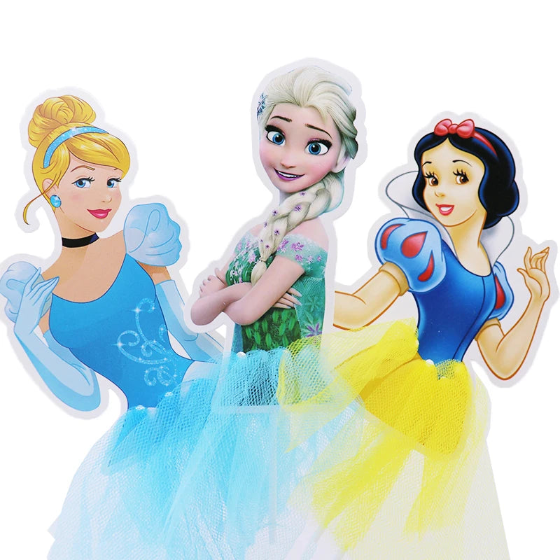 5/10pcs Disney Princess Cake Decoration Frozen Cake Cupcake Toppers Cake Flag Baby Shower Happy Birthday Supplies Party Decor