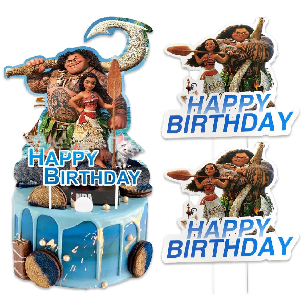1pcs/lot Moana Theme Cake Decoration Cake Card Topper Kids Girls Birthday Party Supplies Baby Shower Cupcake Picks