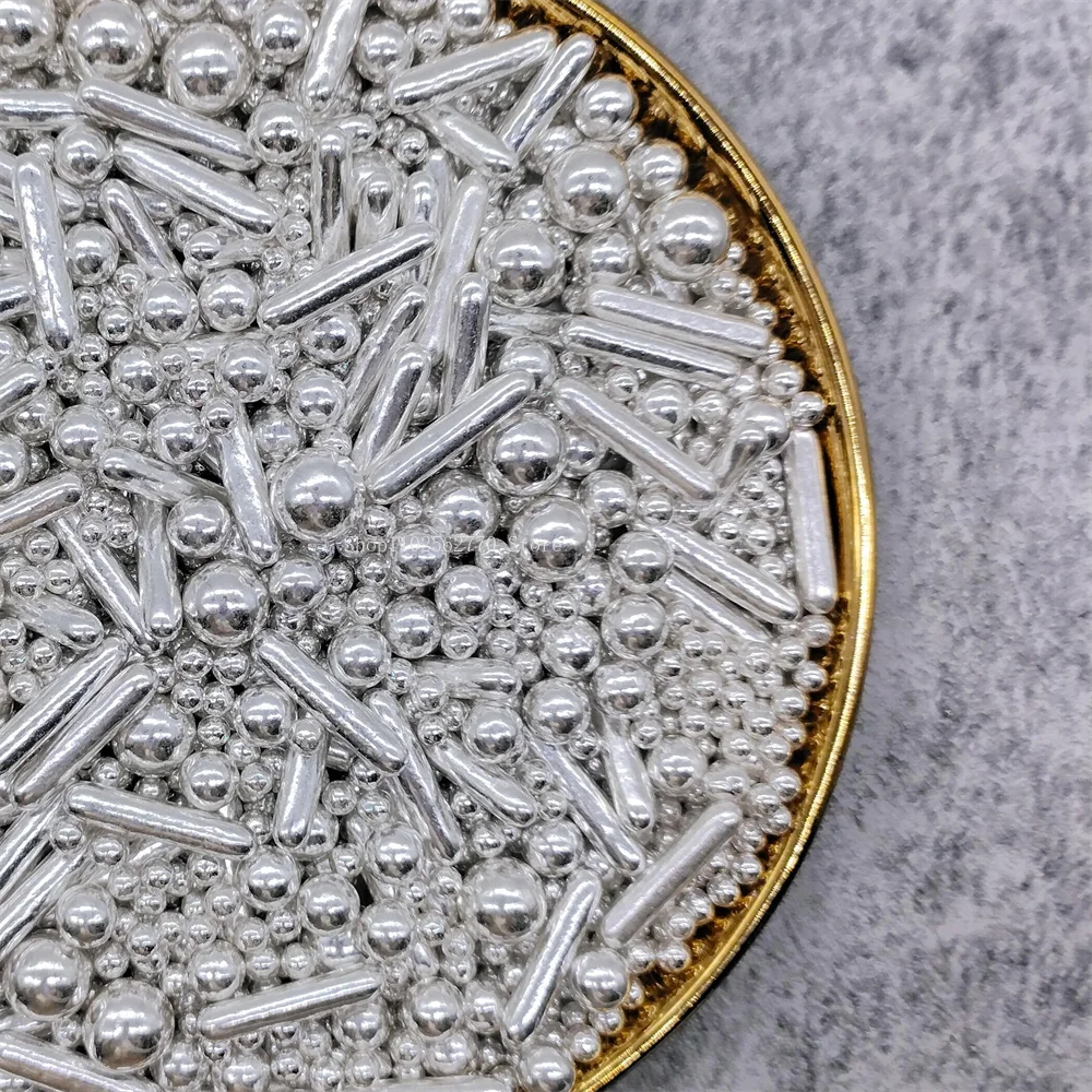 Metal Sugar Needle Shaped Sugar Beads Gold Silver Cake Decoration Donut Baking Holiday Party Dessert Decoration Decoration