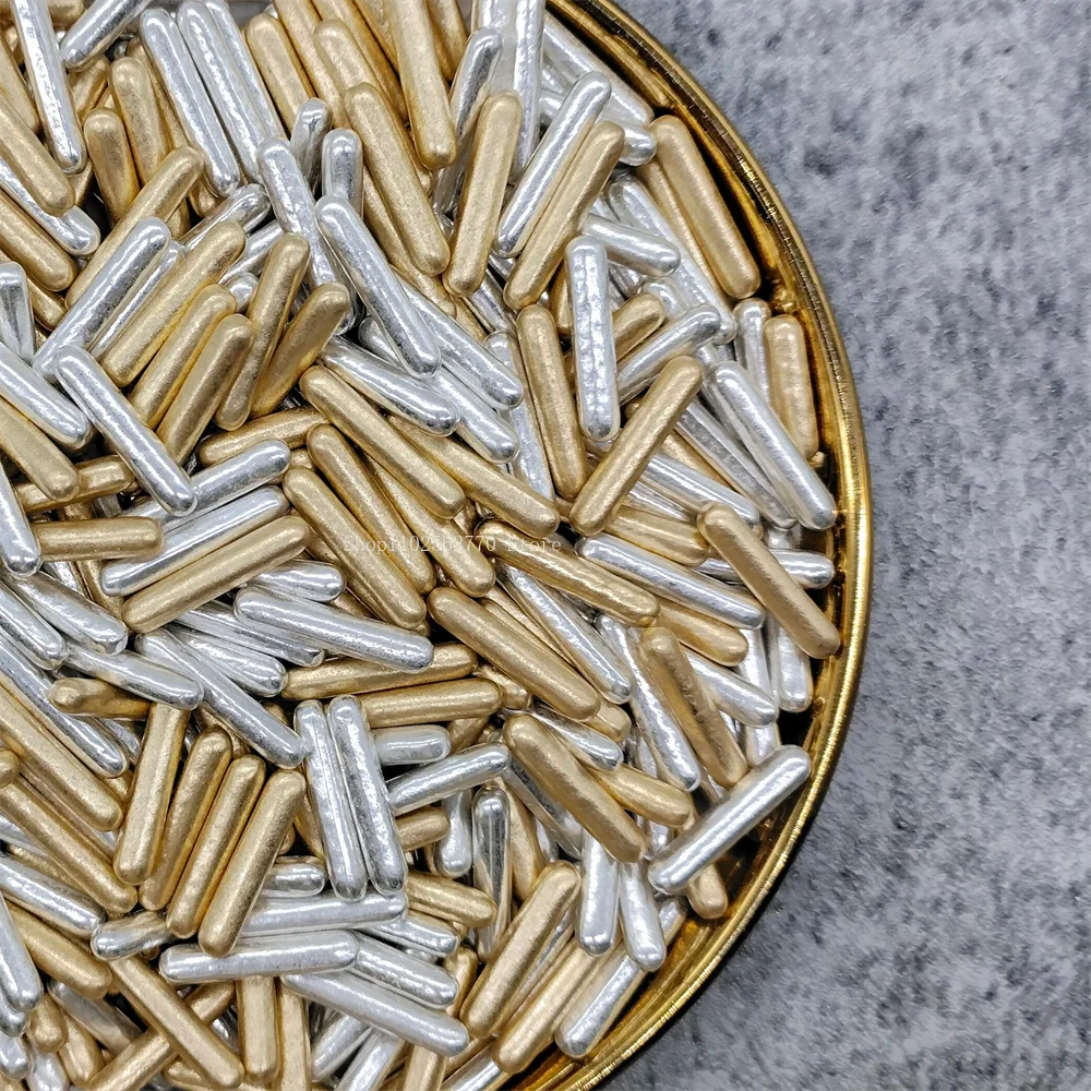 Metal Sugar Needle Shaped Sugar Beads Gold Silver Cake Decoration Donut Baking Holiday Party Dessert Decoration Decoration