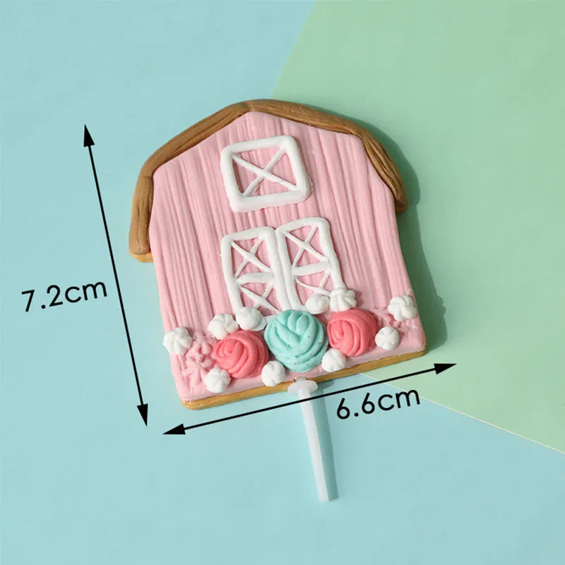 Farm Animal Cake Decoration Farm Theme Birthday Cake Topper Pig Chicken Tractor Cow Figure Cake Topper for Baby Show Farm Party